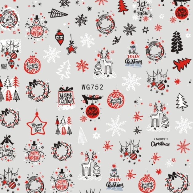 Nail Art Xmas Simple - قطعة واحدة من ملصقات الأظافر البسيطة