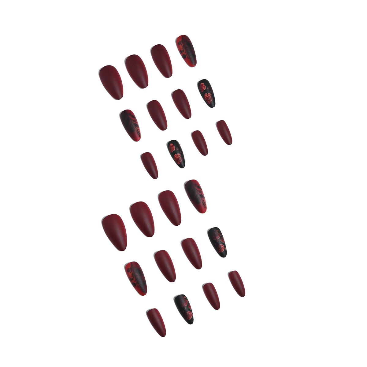 24 قطعة من قطعة أظافر طويلة عل - مراجعة Nail Art Red وسعره