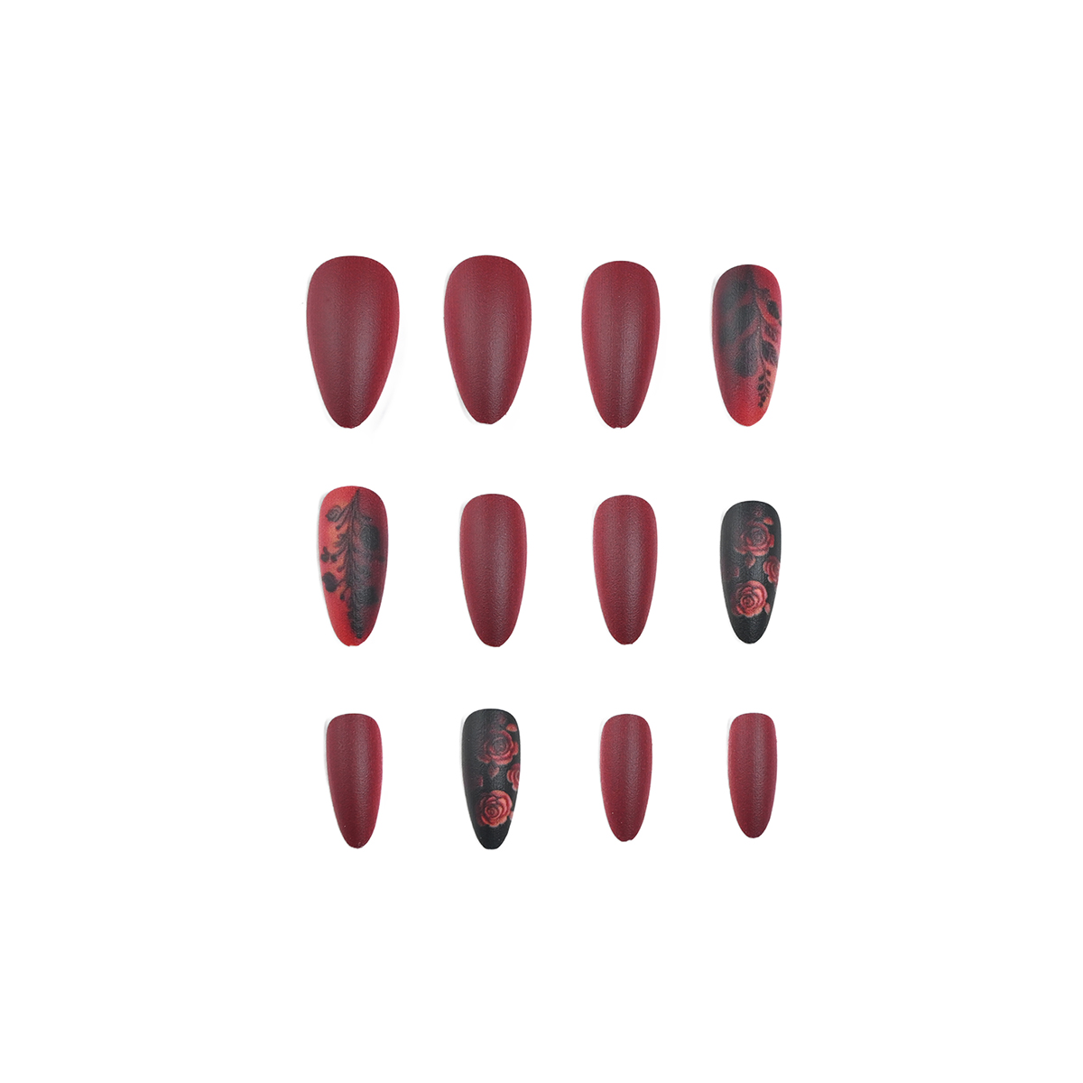 24 قطعة من قطعة أظافر طويلة عل - مراجعة Nail Art Red وسعره