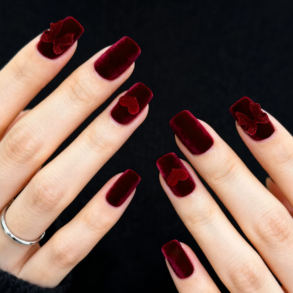24 قطعة من أظافر الأكريليك الك - مراجعة Nail Art Red Wine وسعره