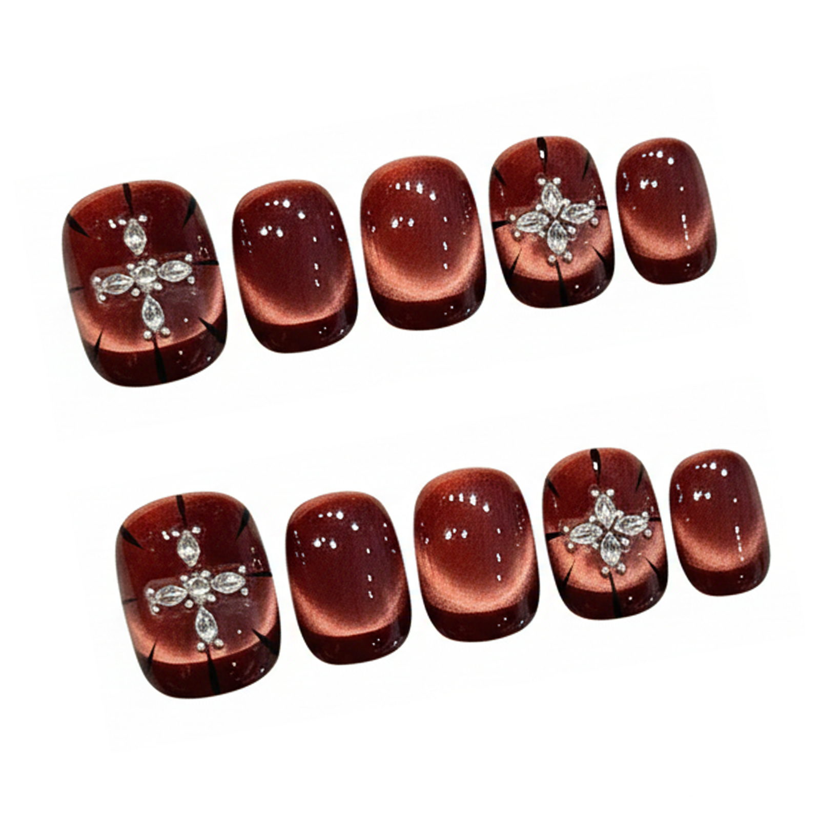 10 قطعة عين القط النبيذ الأحمر - مراجعة Nail Art Red وسعره