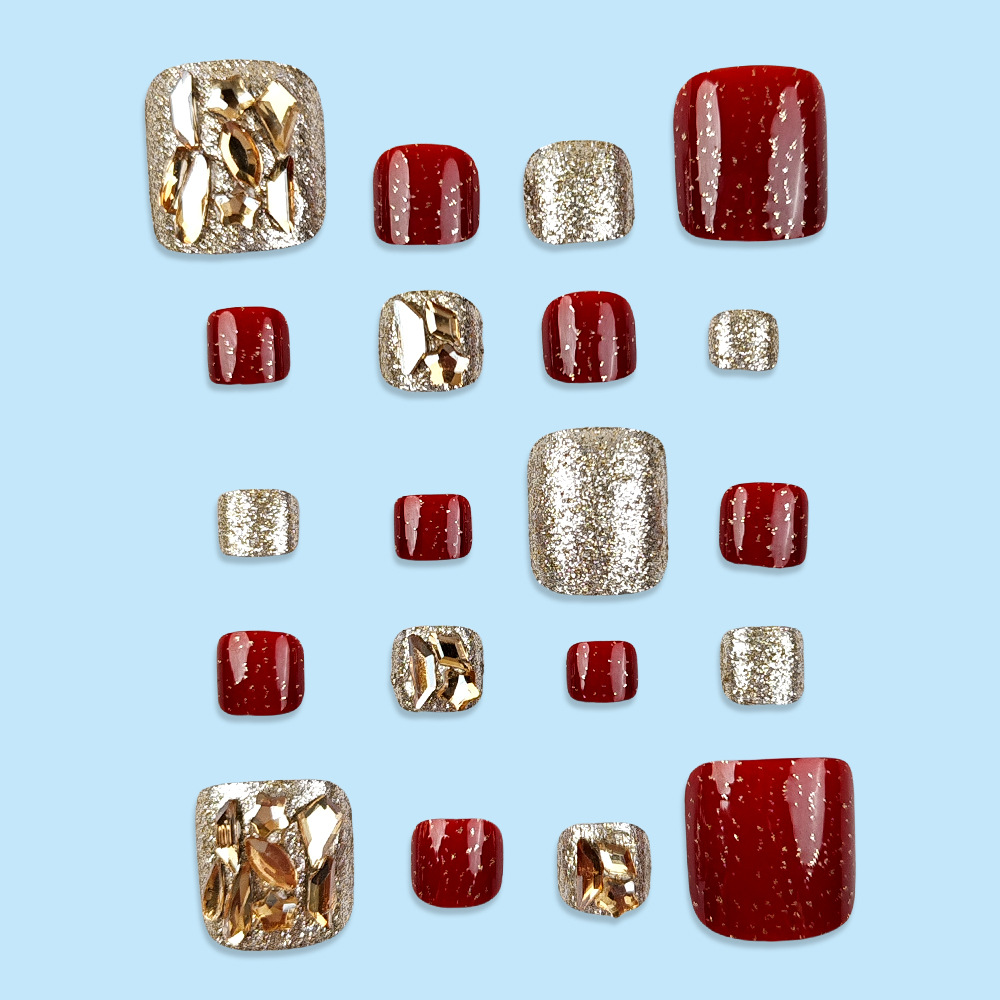 24 قطعة من أظافر القدم اللامعة - مراجعة Nail Art Red وسعره
