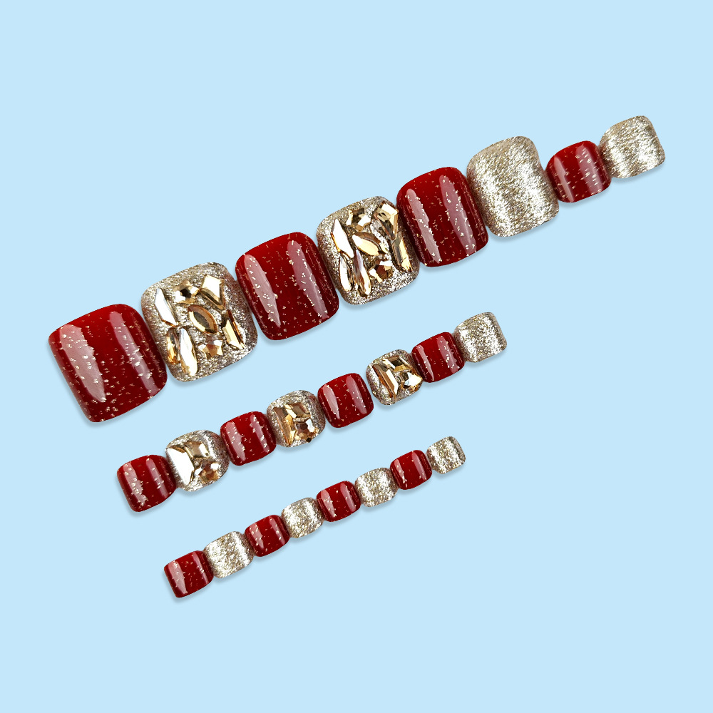 24 قطعة من أظافر القدم اللامعة - مراجعة Nail Art Red وسعره