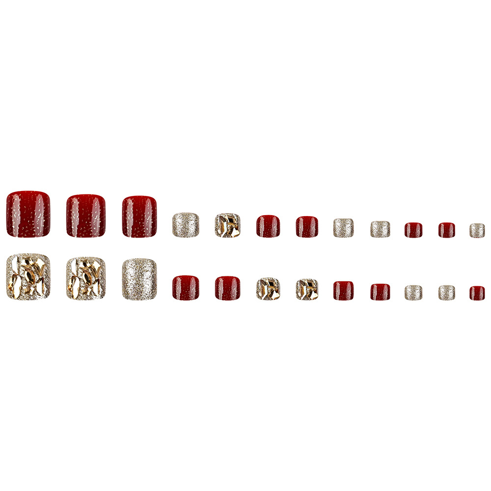 24 قطعة من أظافر القدم اللامعة - مراجعة Nail Art Red وسعره
