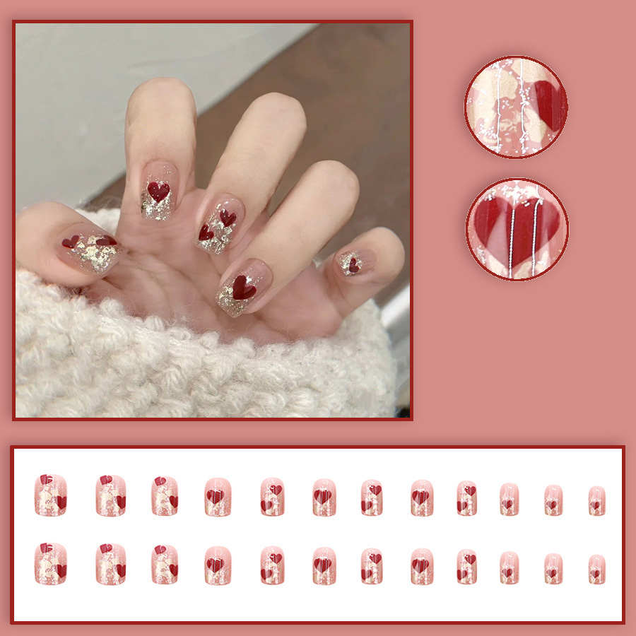24 قطعة/مجموعة أظافر صناعية قص - مراجعة Nail Art Red وسعره
