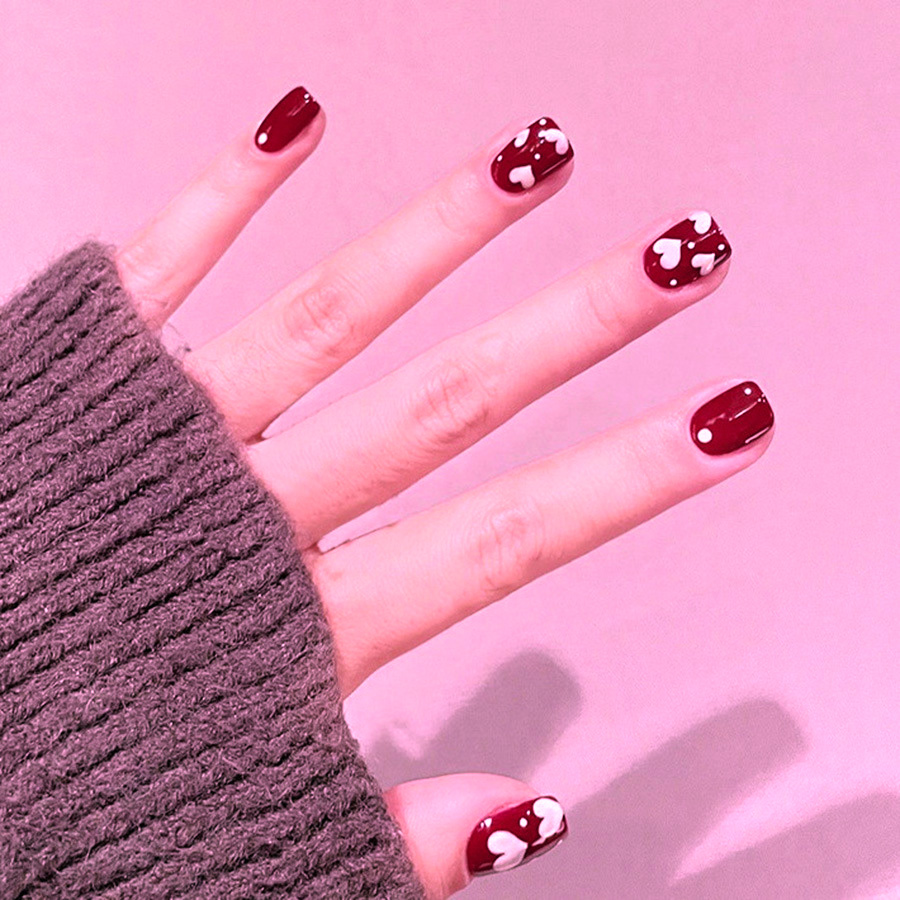 24 قطعة/مجموعة أظافر صناعية قص - مراجعة Nail Art Red وسعره