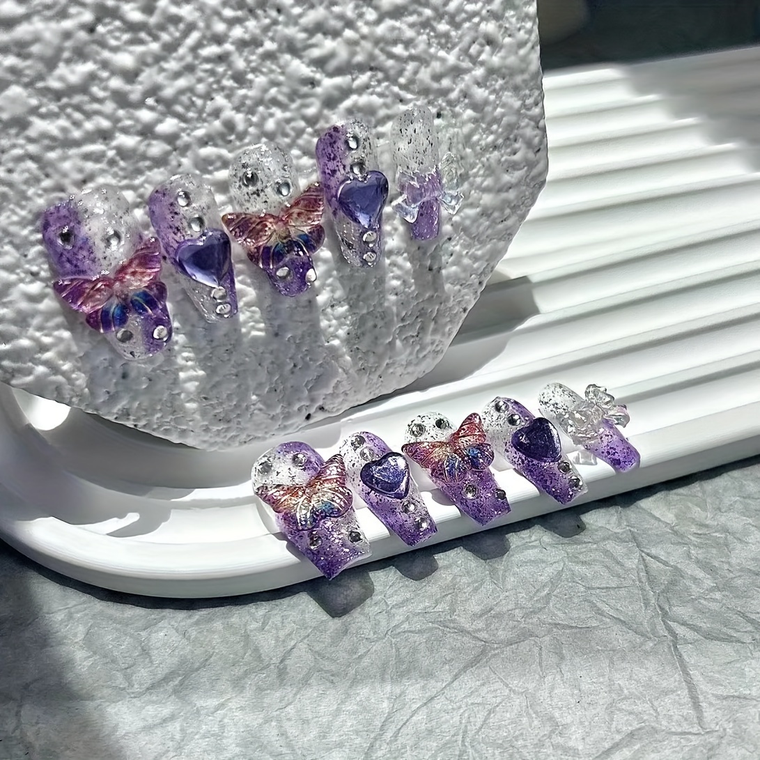 10 قطع الأرجواني الخيال فراشة  - مراجعة Nail Art Red وسعره