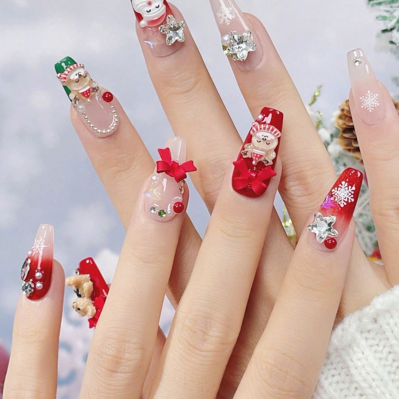 10 قطع من الأظافر الاصطناعية ا - مراجعة Nail Art Red وسعره